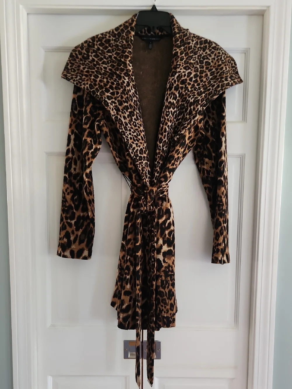 White House Black Market Leopard Print Trench Coat - Brown & Black - Picture 5 of 6